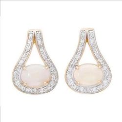 Diamond & Opal Sterling Silver Designer Earrings