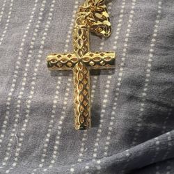 18kt Gold /silver Crucifix (not Solid Gold) New
