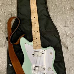 Fender Squier Electric Guitar Brand Mini Edition Beginner Strat Stratocaster Mint Green Musical Instrument Country Jazz Rock Blues Music Audio Sound