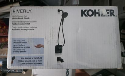 KOHLER Rill Rite-Temp Matte Black 1-handle 4.59-in Round Bathtub and shower Faucet
