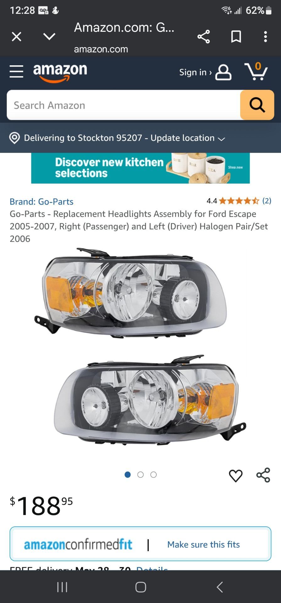 Brand New Ford Escape Headlights 05-07 $125 Firm Pickup In Oakdale
