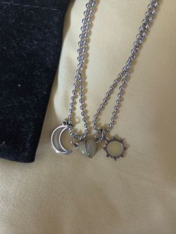 Sun and Moon necklace with Magnet Heart