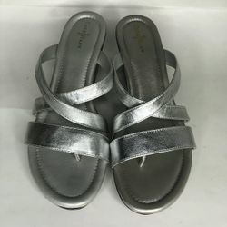 Cole Haan Sandals Slides Women Size 9B Silver Leather Upper