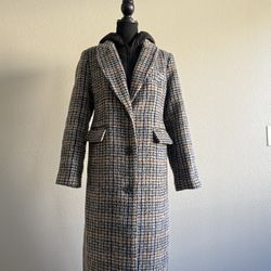Bernardo Plaid Coat w/ Removable Hooded Vest – Size S (Fits M)