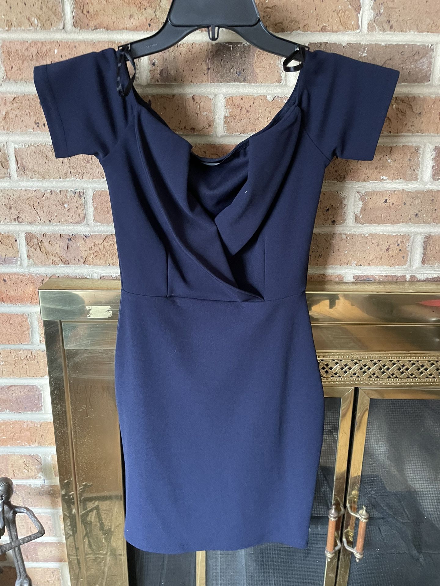 Ladies Womens Size 2 Missguided M Navy Blue Short Sleeve Mini Dress