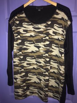 Plus size Army long sleeve sweater shirt