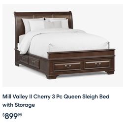 Mill Valley II Cherry 2pc Queen Sleigh Bed with Storage