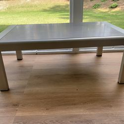 Heavy Glass Top Aluminum Coffee Table 