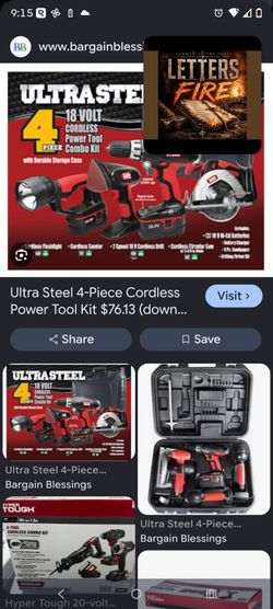 Ultra Steel 18V 4-Piece Cordless Power Tool Combo Kit