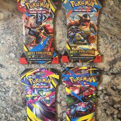 Pokémon TCG Mega Evolution Sleeved Booster Packs Lot Of 4 Full Art Set