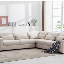 New Un-Boxed Wayfair Sectional 3 Piece Beige Corner Sofa Couch