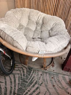 Neat Plush Chair with Wicker Frame