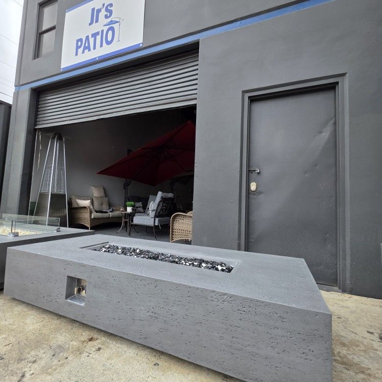 New Outdoor Concrete Fire Pit Heater Patio Furniture Propane / Natural Gas 84x35 Rectangle