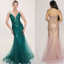 New With Tags Nina Canacci Sequin/Glitter Mermaid Long Formal Dress & Prom Dress $180