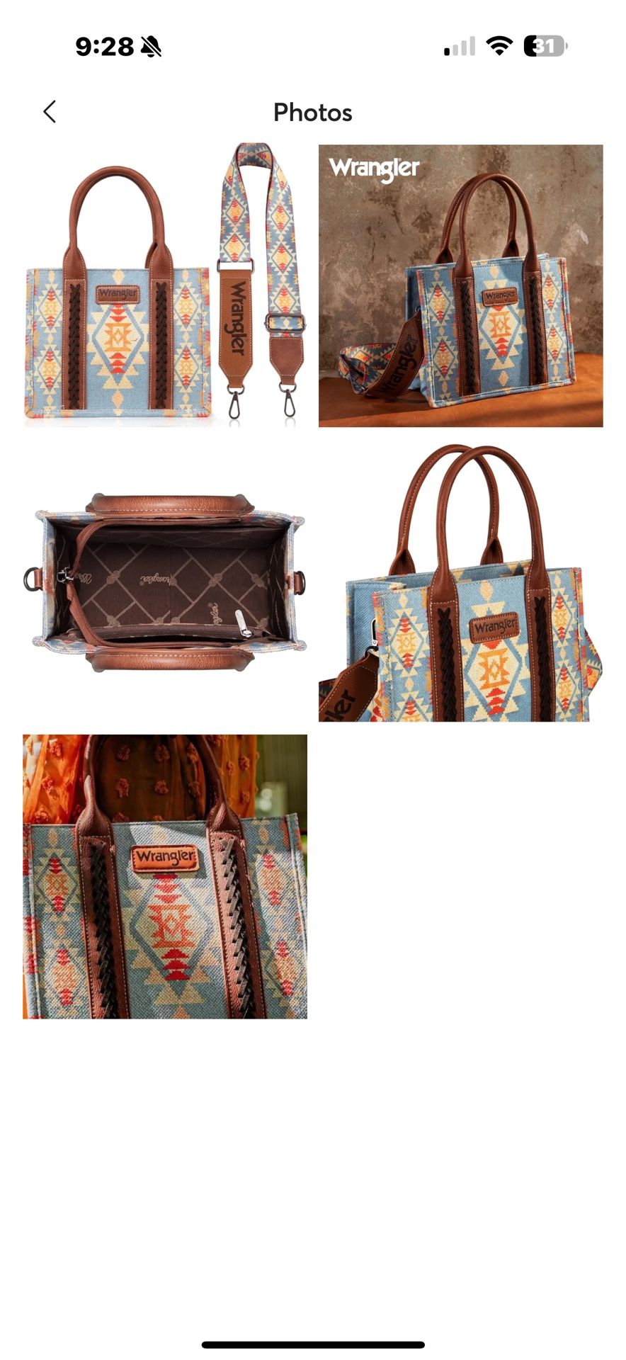Wrangler Purse Aztec Tote Bag
