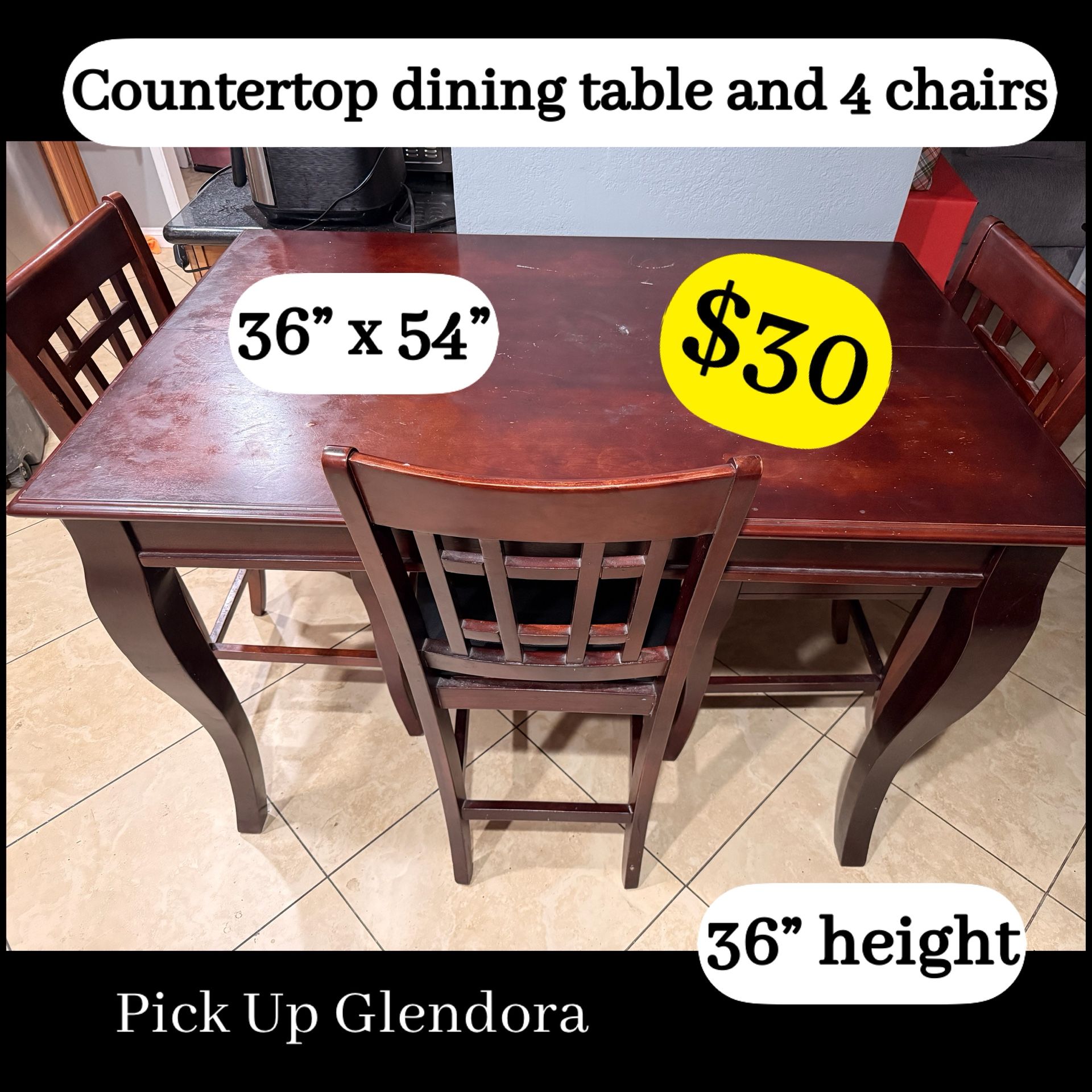 Countertop Dining Table And 4 Chairs
