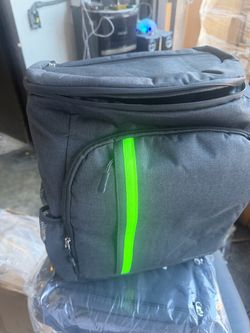 Dark Gray Backpack with Green Accent Strap