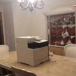 Six chair Dining room table and showcase