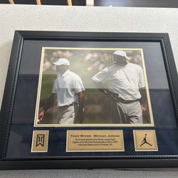 Michael Jordan And Tiger Woods Golf Photo. Laser Engraved Iconic Symbols