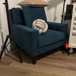 Blue Velvet Nomad 52" Oversized Chair
