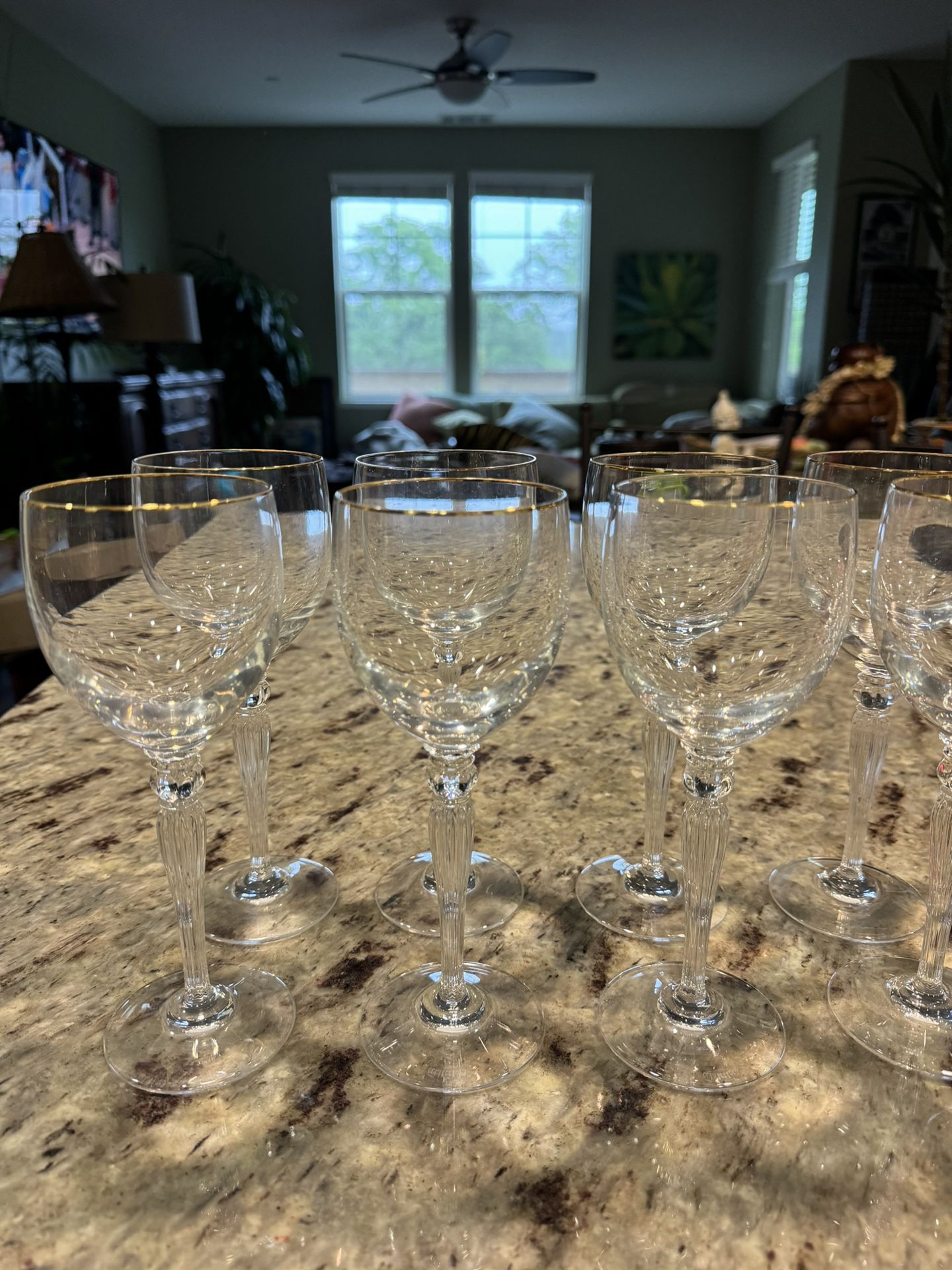 Waterford Crystal White Wine Glasses w/ Gold Rim 