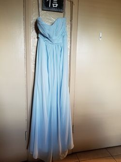David's bridal long strapless chiffon dress top and pleated bodice