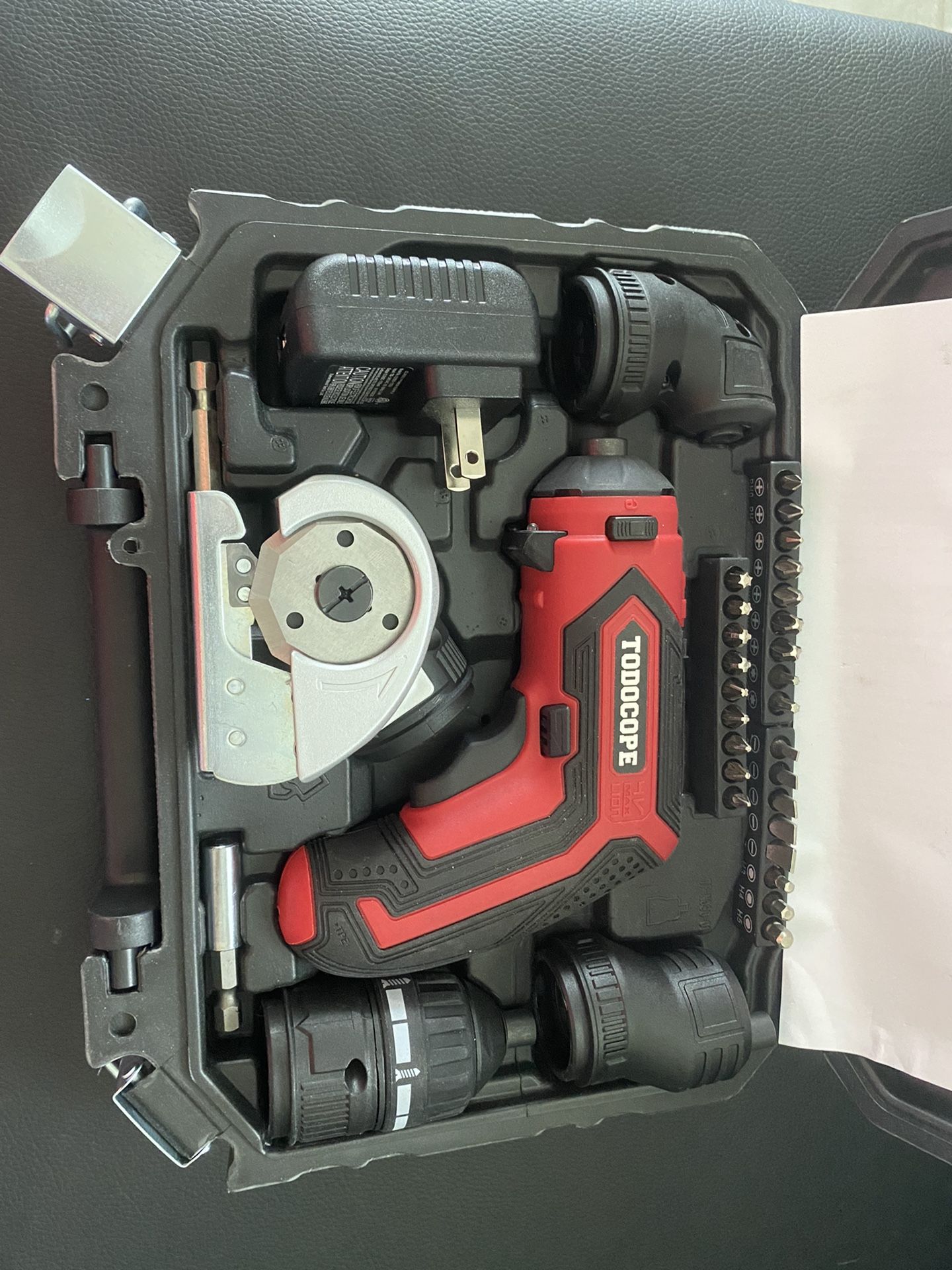 Electric Screwdriver Cordless, 4V MAX 1500mAh Li-ion Cordless Screwdriver Rechargeable, with 4 Multi-function Attachment and Charger