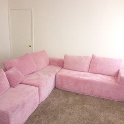 Pink L shaped Cloud sectional