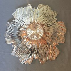 Silver/glass Decorative Flower Bowl