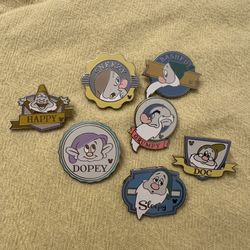 Full Set Snow White Seven Dwarfs Hidden Mickey Trading Pins