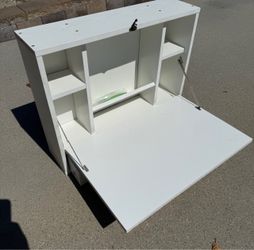White Wall-Mount Fold-Out Secretary Desk