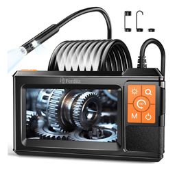 Dual-Lens Endoscope with Light [NEW], Endoscope Camera with Light with 4.3" IPS Screen,1920P HD with 8 LED Lights,16.4ft Semi-Rigid Cable and Back LED