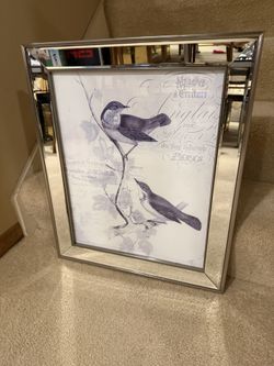 Beautiful Bird Print in Mirrored Frame
