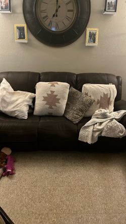 Dark Brown Leather 3-Seat Sofa