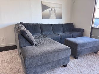 Dark gray sectional sofa couch sala ottoman