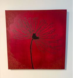 Red Floral Canvas Wall Art