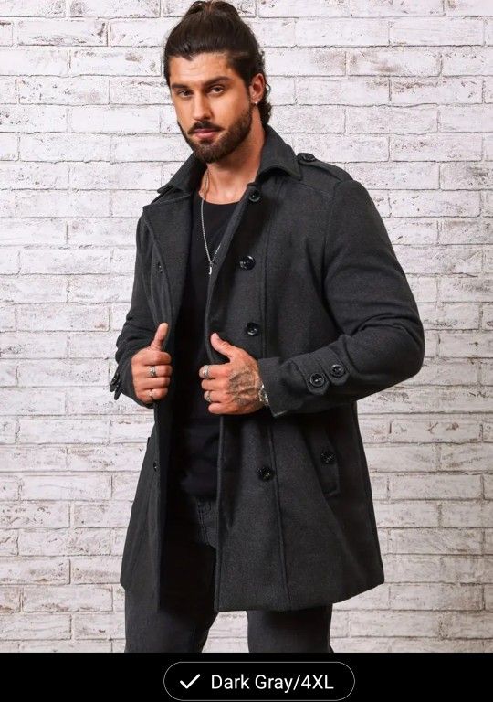 Men's Plus Size Peacoat Dark Gray
