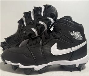 Brand New Nike Jordan 1 Mid GS Black White Football Baseball Cleats Toddler Size 11c