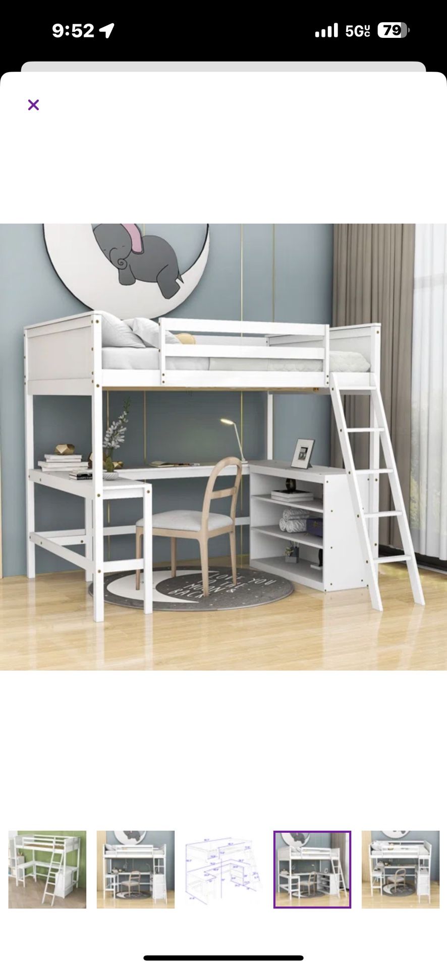 Full Size Loft Bed With Desk And Bookcase Espresso Color