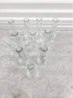 Vintage Clear Glass 9”X3” Bud Flower Vases Wedding Shower Lot of 10