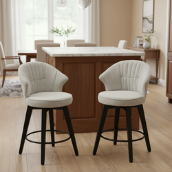 Jumilla 25" Chenille Upholstered Swivel Counter Height Bar Stool Set of 2