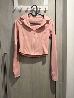 Brand New Sports Blush Pink Zip-Front Long Sleeve Top Size S