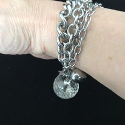 Stainless Steel Ladies Charm Bracelet With Genuine Stones