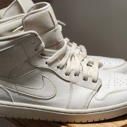 Nike Air Jordan 1 One Mid White  Size 12