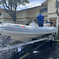 Nautica Inflatable Boat 17.9 FT Trailer Included