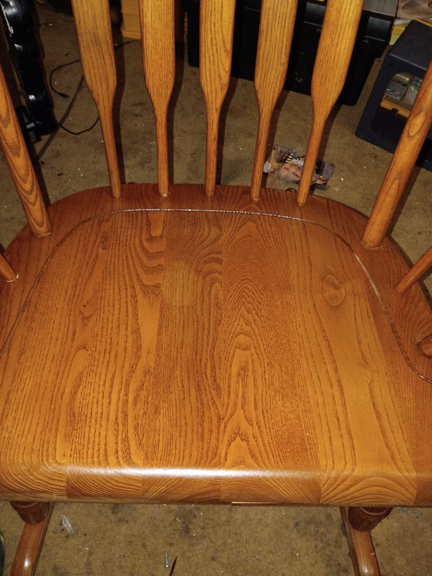 Solid Red Oak Windsor Rocking Chair – Heavy & Sturdy