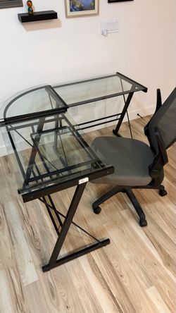 Glass corner desk