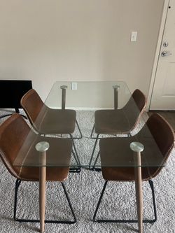 Mid Century Modern Glass Dining Table Set