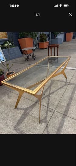 Mid Century, solid metal glass top awesome design, coffee table