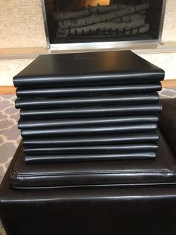 Crate & Barrel Photo Album Black Basketweave Faux Leather Dispay